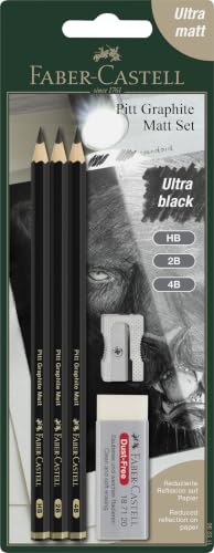 Faber-Castell 3 Count Pitt Graphite Matte Tin - HB, 2B, 4B - Matte Black Graphite Pencils - size: 1 Count (Pack of 1), style: 5-piece HB, 2B, 4B