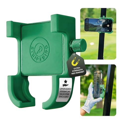 Stripebird PRO Magnetic Golf Cart Phone Holder & Caddy, N52 Magnets - color: Green