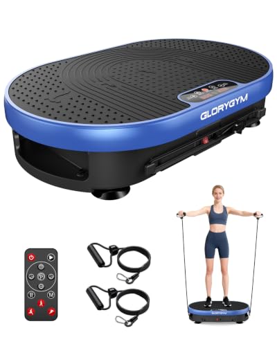 Vibration Plate Exercise Machine for Body Shaker Machine & Weight Loss, Shake Plate with Resistance Bands, 120 Speed Levels, Remote Control, Full Body Workout, Compact Home Gym Equipment - color: Blue, size: Small