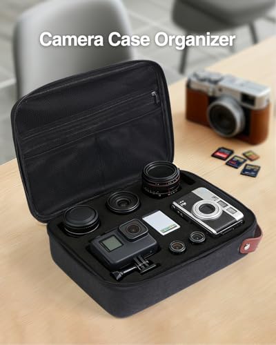 Luxtude Hard EVA Case with Foam, Hard EVA Shockproof Camera Organizer Case - color: Black, size: Large
