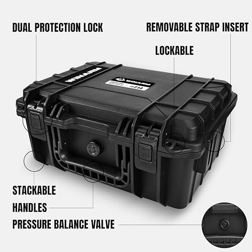 15" Large Heavy-Duty Waterproof Hard Case with Customizable Foam - color: Black-DIY