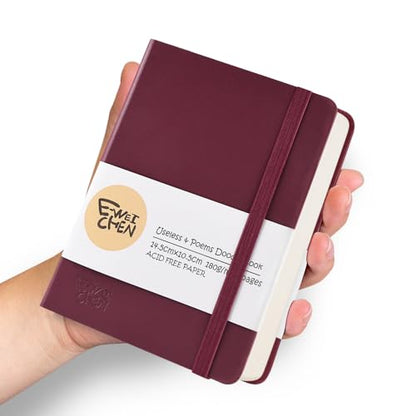 5.7x4.1in Hardcover Blank Sketchbook for Drawing 180gsm 96Pages,Wine Red - color: PU Cover-5.7x4.1in-Wine Red