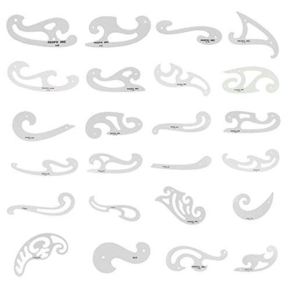Pacific Arc Professional French Curves, Acrylic, Plain Edge, 12.5 Inches - size: F-21
