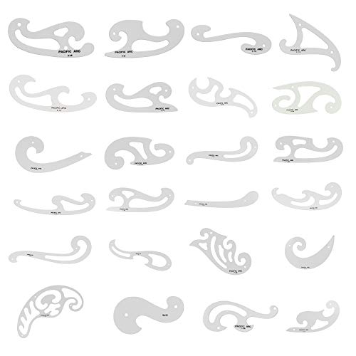 Pacific Arc Professional French Curves, Acrylic, Plain Edge, 6.5 Inches - size: F-26