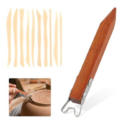 Pottery Trimming Tool Set, 6mm Clay Foot Trimmer with Red Sandalwood Handle