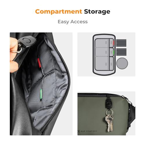 K&F CONCEPT 2 in 1 Camera Sling Bag, Everyday Shoulder Bag - color: 04 Black+green Medium