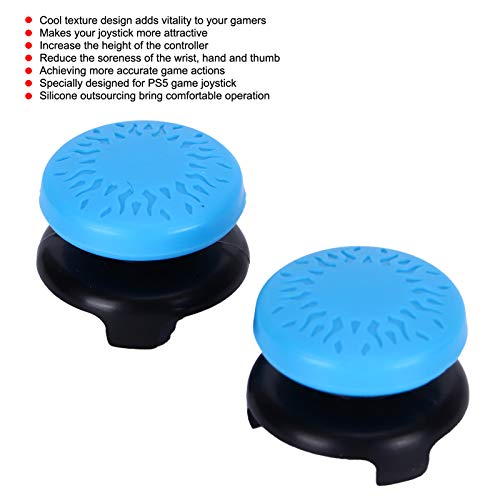 ASHATA 2Pcs Thumbstick Extender for 3D Texture Thumb Grip Stick Joystick Thumbstick for 5 Controller (Blue) - color: blue