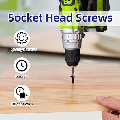 100-Piece M3-0.5 x 10mm Flange Button Head Screws - Black 304 Stainless Steel Socket Head Screws, Allen Hex Drive & Bit Included, Full Thread Machine Bolts - size: M3 x 10mm