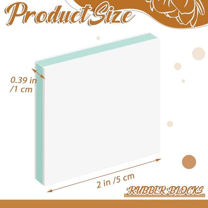 Frienda 72 Pcs 2" x 2" Rubber Carving Block Printmaking Stamp, White Green - color: White Green