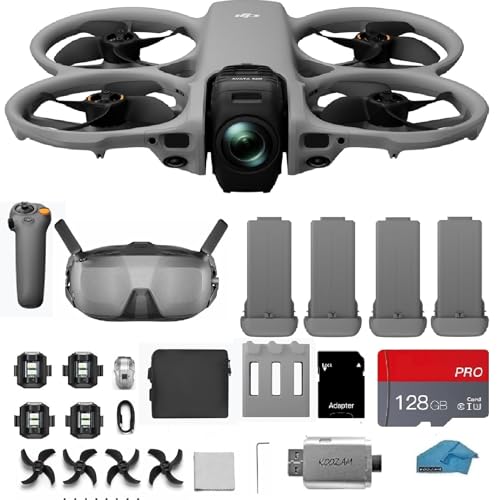 DJI Avata 360 FPV Drone Bundle: 4 Intelligent Flight Batteries, Goggles N3 & RC Motion 3 Controller | 4K 360° Immersive Flight, Easy ACRO, 128GB SD Card & Sling Bag