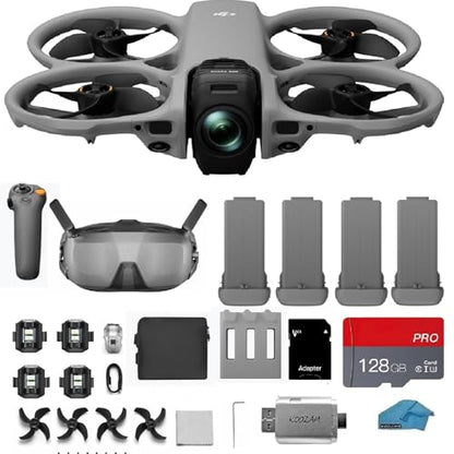 DJI Avata 360 FPV Drone Bundle: 4 Intelligent Flight Batteries, Goggles N3 & RC Motion 3 Controller | 4K 360° Immersive Flight, Easy ACRO, 128GB SD Card & Sling Bag