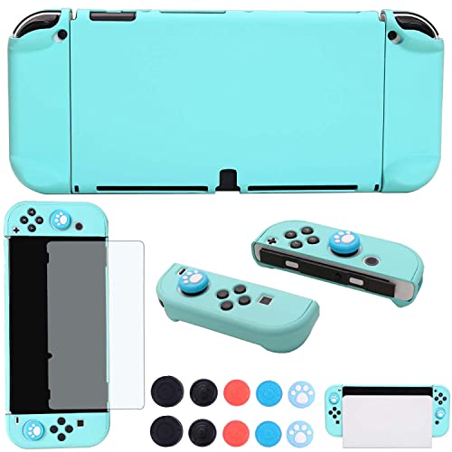 COMCOOL Dockable Case for Nintendo Switch OLED 2021 - Protective Cover Accessories for Nintendo Switch OLED and Joy-Con Controller with Screen Protector Thumb Grips - Mint Green - color: Mint Green