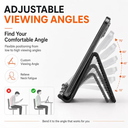 Foldable Silicone Aluminum Phone Holder, Folded into Any Shape - color: Black-1PCS