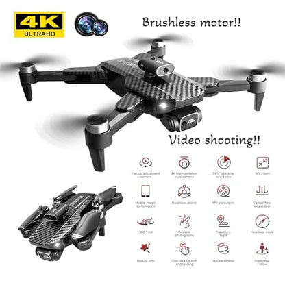 4K UHD GPS Drone with Camera (Equipped with dual cameras), Foldable RC FPV Drone, small-scale Drone Control Quadcopter With Height Setting Function, Six-pass Gyroscope, Gesture Photo, Video Recording, Headless Mode, Emergency Stop, Trajectory Gravity Sens