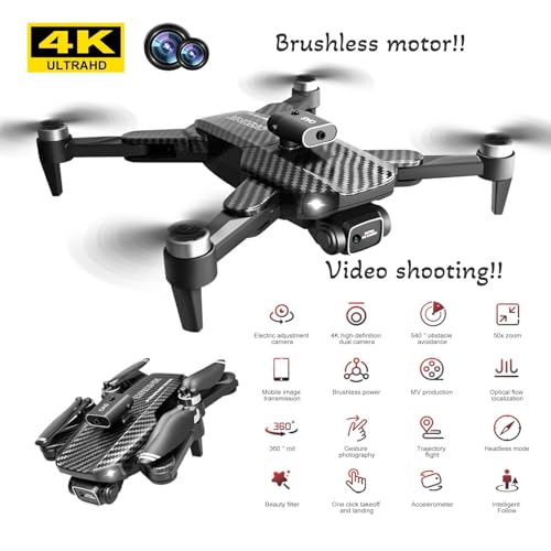4K UHD GPS Drone with Camera (Equipped with dual cameras), Foldable RC FPV Drone, small-scale Drone Control Quadcopter With Height Setting Function, Six-pass Gyroscope, Gesture Photo, Video Recording, Headless Mode, Emergency Stop, Trajectory Gravity Sens