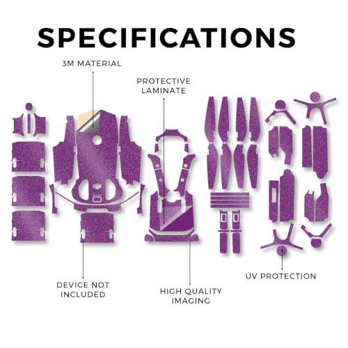 Glossy Glitter Drone Skin Compatible with DJI Lito X1 - Solid Purple - Premium 3M Vinyl Protective Wrap Decal Cover - Easy to Apply | Crafted in the USA by MightySkins - color: Solid Purple, size: DJI Lito X1, style: Glossy Glitter Finish