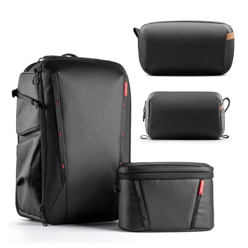 PGYTECH OneMo 2 35L-45L Camera Backpack with Shoulder Bag+Tech Accessories Pouch+Wash Pouch Hanging Toiletry Bag