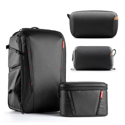 PGYTECH OneMo 2 35L-45L Camera Backpack with Shoulder Bag+Tech Accessories Pouch+Wash Pouch Hanging Toiletry Bag