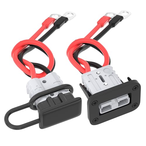 RVBOATPAT 50 Amp Battery Quick Connect/Disconnect Connector 6 to 12 Gauge Battery Cable Connector Quick Disconnect Battery Terminal, 12V Wire Harness Plug Connector Kit for Car Winch Trailer - 2 Pack - size: 50A with Plug Mounting Panel and Wire