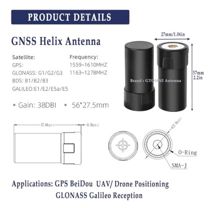 Multi-Band GNSS Passive Antenna GPS GLONASS Beidou Receive-Only Antenna - color: Black