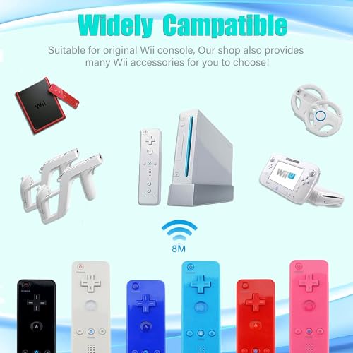 2 Pack Wii Remote with Wii Motion Plus Inside | Shock Wii Nunchuk Controller | Compatible Nintendo Wii, Wii U - color: white+white