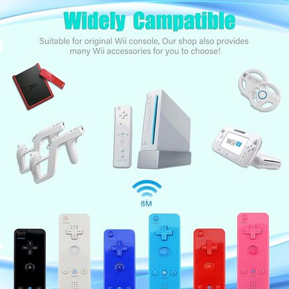 2 Pack Wii Remote with Wii Motion Plus Inside | Shock Wii Nunchuk Controller | Compatible Nintendo Wii, Wii U - color: white+white