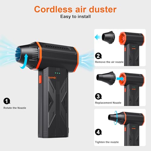 Compressed Air Duster,150000RPM High Speed brushless Motor Mini Blower - color: Black