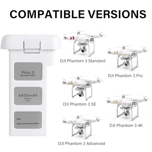Phantom 3 Battery 2 Pack, 4500mAh 15.2V Upgraded Intelligent Flight Battery for DJI Phantom 3 Standard/3 Pro/3 Advanced/3 4K/3 SE Drone - size: 2 Pack