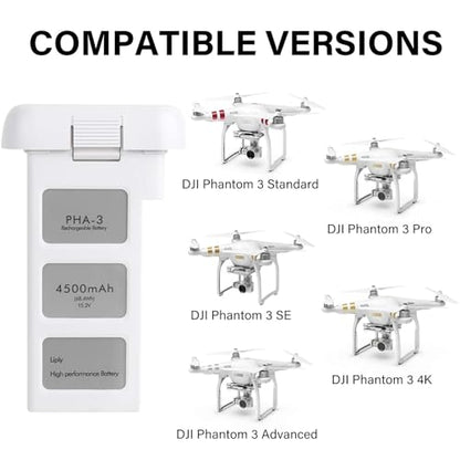 Phantom 3 Battery 2 Pack, 4500mAh 15.2V Upgraded Intelligent Flight Battery for DJI Phantom 3 Standard/3 Pro/3 Advanced/3 4K/3 SE Drone - size: 2 Pack