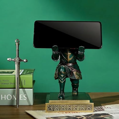 King's Guard Knight Pen Holder with a Letter Opener Desk Organizers Green - color: Green