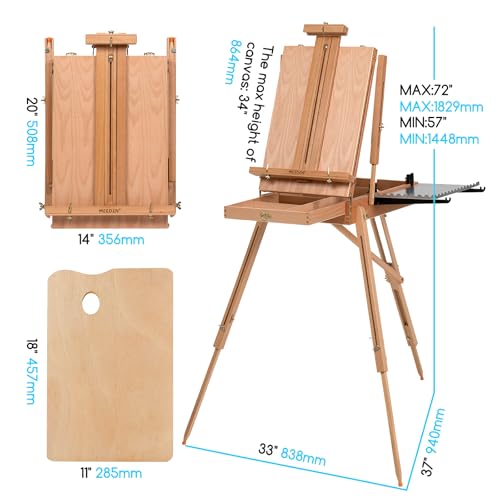 MEEDEN Portable French Sketchbox Art Easel: Foldable Standing Field Easel - color: Natrual