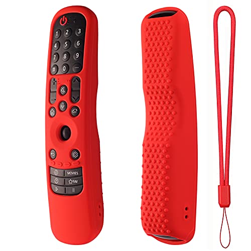 Hi Color Silicone Cover for MR24GA/MR21GA/MR22GN/MR23GA Protective Case Compatible with LG Magic TV C2 C3 G3 OLED Remote Control Slicone Sleeve with Lanyard(Red) - color: Red