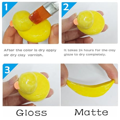 2 x 200ml Air Dry Clay Glaze, Protect Clay Surfaces, Gloss & Matte Glaze - size: 2 x 200ml Gloss & Matte