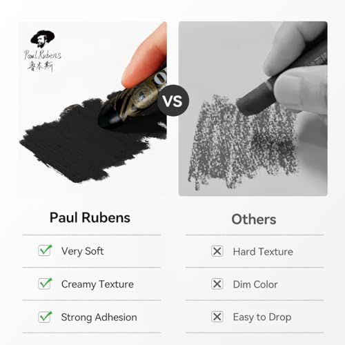 Paul Rubens Jumbo Black Oil Pastels, 2 Pack 60g for Artists & Beginners - color: Black