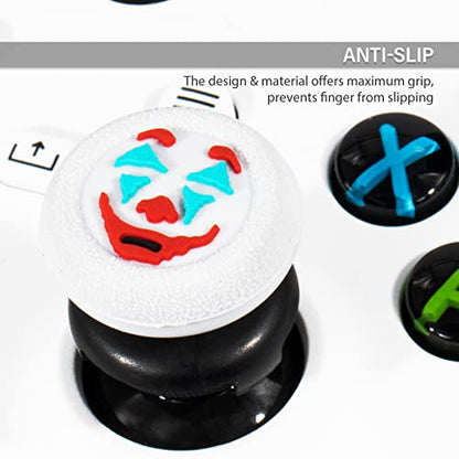 FPS Thumbstick Extender &Texture Rubber Silicone Grip Cover 2 Sets for Xbox Series X/S & Xbox One Controller(Joker White) - color: White
