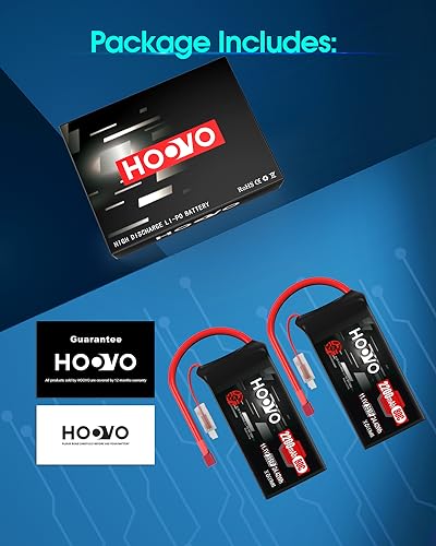 HOOVO 3S Lipo Battery, 80C 2200mAh 11.1V Shorty Lipo Battery Pack T Plug