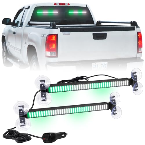 XRIDONSEN 2X 17.7 inch Windshield Light Bar 144 LED Strobe Lights - color: Greed/White