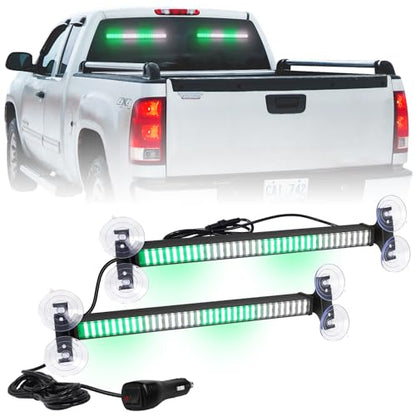 XRIDONSEN 2X 17.7 inch Windshield Light Bar 144 LED Strobe Lights - color: Greed/White