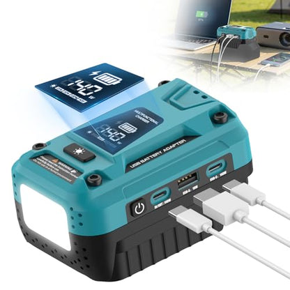 140W USB Battery Charger Compatible with Makita 18V Battery - color: Blue