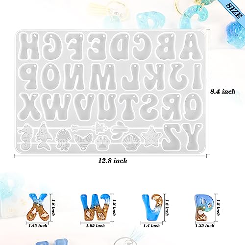 Alphabet Keychain Molds with Hole, Resin Letter Number Molds