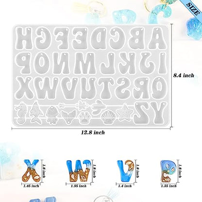 Alphabet Keychain Molds with Hole, Resin Letter Number Molds
