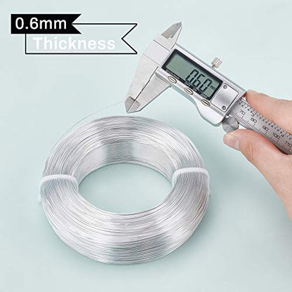 BENECREAT 1492 Feet 22 Gauge Silver Aluminum Wire Bendable Metal Sculpting Wire for Beading Jewelry Making Art and Craft Project