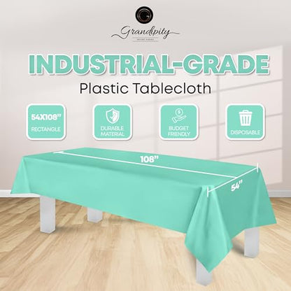 Grandipity Plastic Table Cloth Disposable 12 Pack 54” x 108” Rectangle - color: Aqua, size: 54in. x 108in. Rectangle