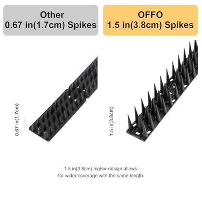 OFFO Bird Spikes, Keep Birds Pigeon Woodpecker Away Device Outdoor, Covers 48.3 Feet(14.7m), Black - color: Black, size: 48.3 Feet
