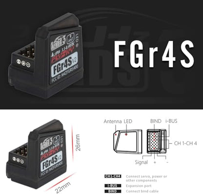 Flysky FGr4S V2 Receiver, 4CH AFHDS 3 Receiver for Flysky FS-NB4/PL18 RC