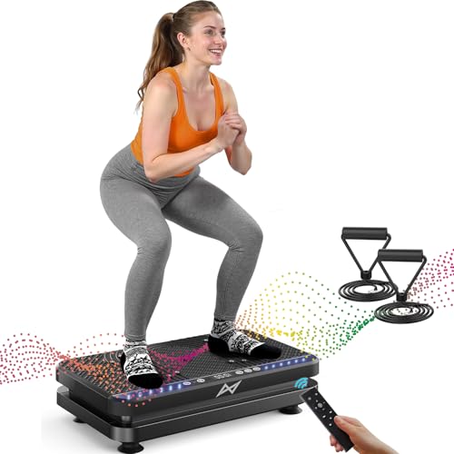 AXV Vibration Plate Fitness Platform Exercise Machine Vibrating Shaking Full Body Shaker Workout Vibrate Stand Shake Board Sport for Weight Loss Fat Burner for Gym Home Office - color: ARK.ALLBLACK