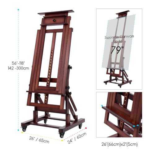 MEEDEN Large Art Painting Easel: Holds Canvas Up to 79" for Studio Drawing - color: Deep Walnut