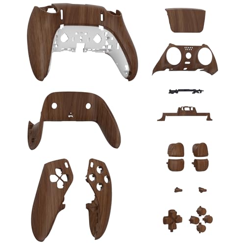 eXtremeRate Full Set Shell with Buttons Touchpad Cover Compatible with p s 5 Edge Controller, Wood Grain Replacement Decorative Trim Shell Front Back Plates Compatible with p-s-5 Edge Controller - color: Wood Grain