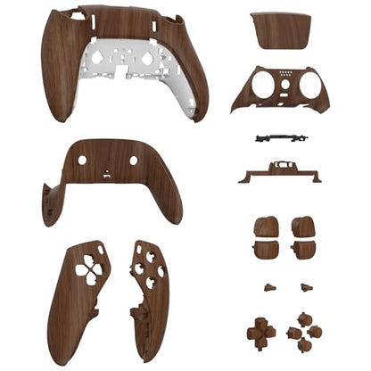 eXtremeRate Full Set Shell with Buttons Touchpad Cover Compatible with p s 5 Edge Controller, Wood Grain Replacement Decorative Trim Shell Front Back Plates Compatible with p-s-5 Edge Controller - color: Wood Grain