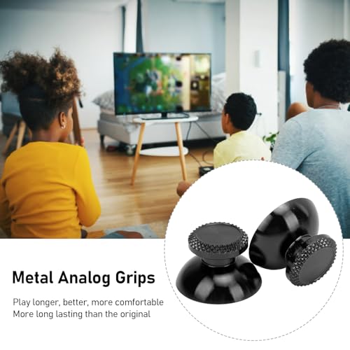 Pomya Thumbsticks for Controller, 2Pcs Metal Thumb Grip Replacement for Handheld Game Console, Aluminum Alloy Analog Thumb Sticks Accessories (Black) - color: Black